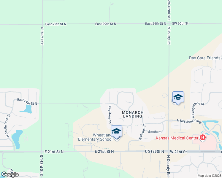 map of restaurants, bars, coffee shops, grocery stores, and more near 2527 North Ridgehurst Court in Wichita