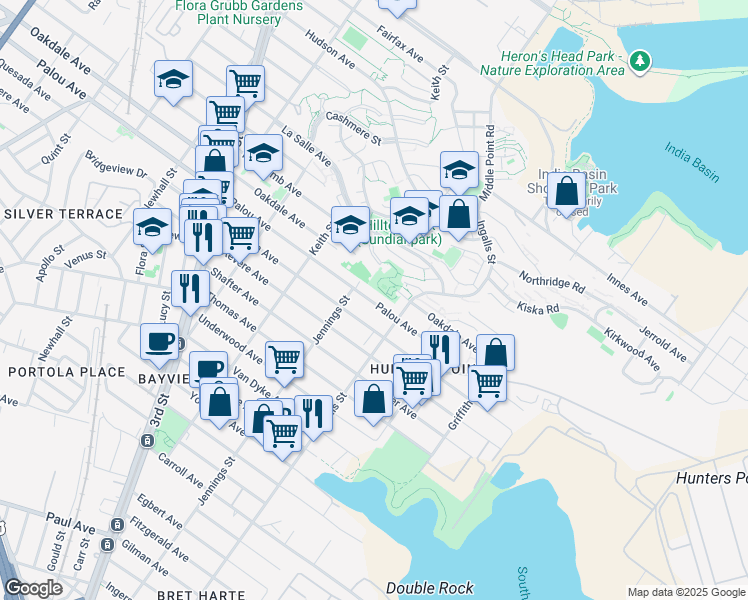 map of restaurants, bars, coffee shops, grocery stores, and more near in San Francisco