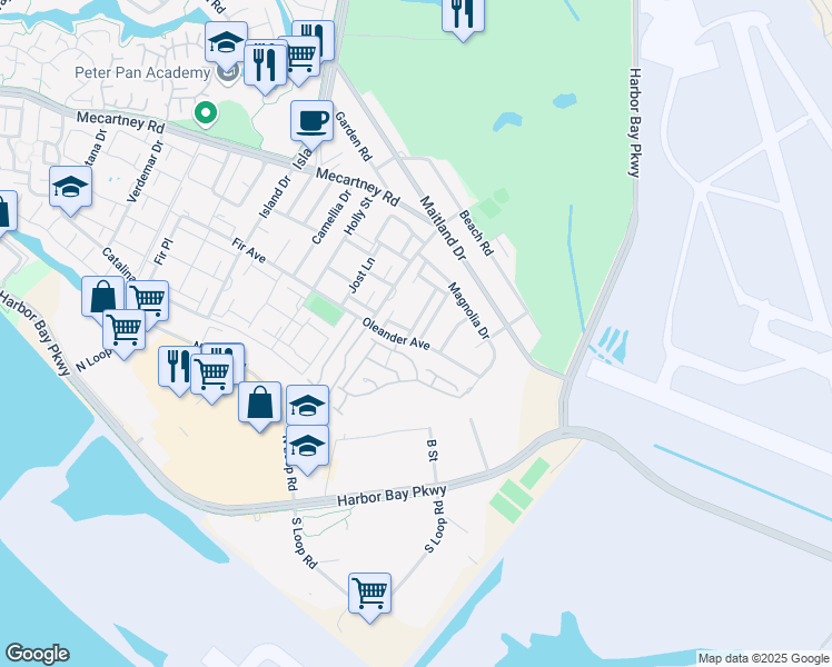 map of restaurants, bars, coffee shops, grocery stores, and more near 1065 Kingston Lane in Alameda