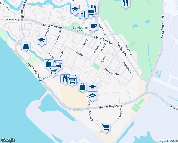 map of restaurants, bars, coffee shops, grocery stores, and more near 1142 Holly Street in Alameda