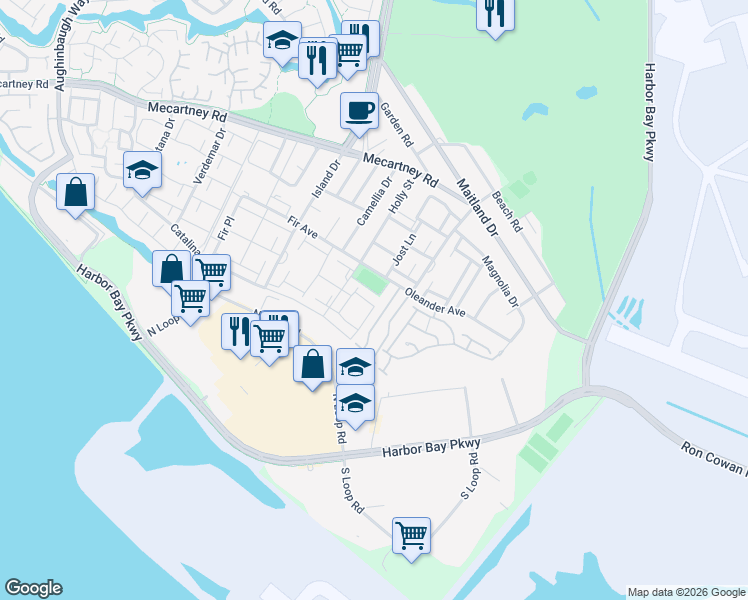 map of restaurants, bars, coffee shops, grocery stores, and more near 3435 Solomon Lane in Alameda