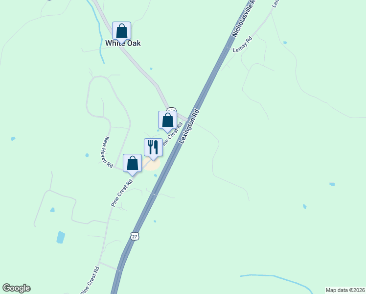 map of restaurants, bars, coffee shops, grocery stores, and more near Lexington Rd in Lancaster