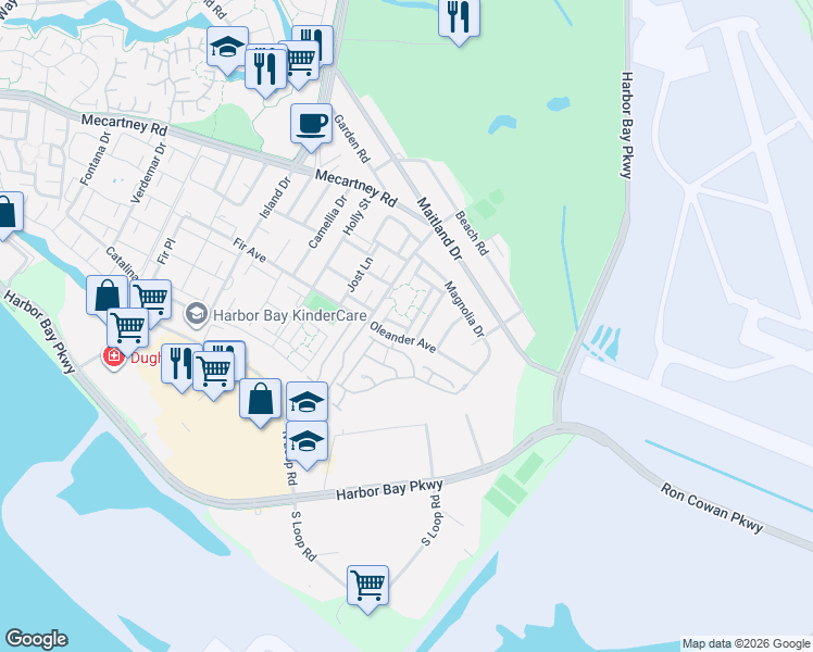 map of restaurants, bars, coffee shops, grocery stores, and more near 1065 Kingston Lane in Alameda