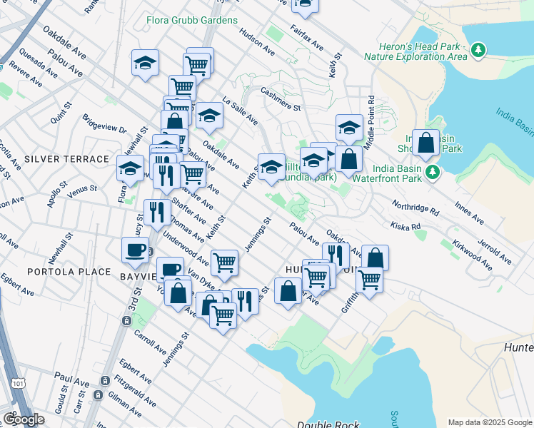 map of restaurants, bars, coffee shops, grocery stores, and more near in San Francisco