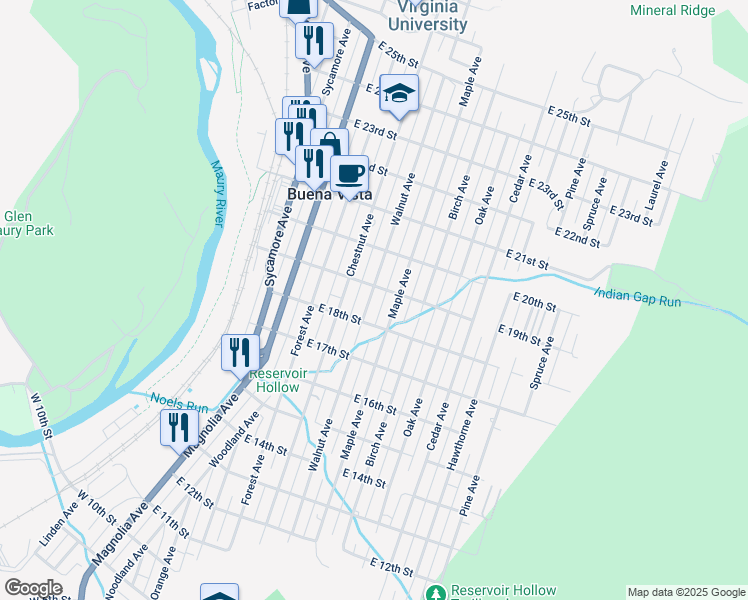 map of restaurants, bars, coffee shops, grocery stores, and more near 448 East 19th Street in Buena Vista