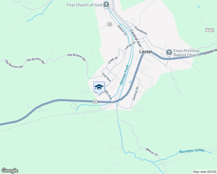 map of restaurants, bars, coffee shops, grocery stores, and more near 133 3rd Ave in Lester