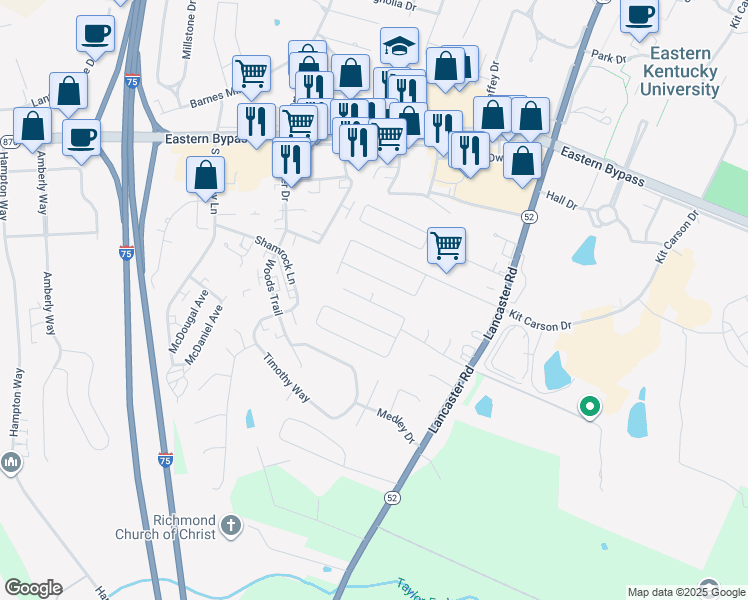 map of restaurants, bars, coffee shops, grocery stores, and more near 1032 Blackwell Court in Richmond