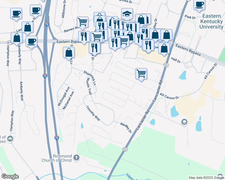 map of restaurants, bars, coffee shops, grocery stores, and more near 1032 Blackwell Court in Richmond