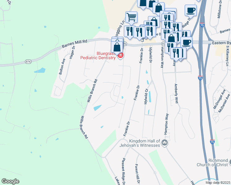 map of restaurants, bars, coffee shops, grocery stores, and more near 200 Meridian Way in Richmond
