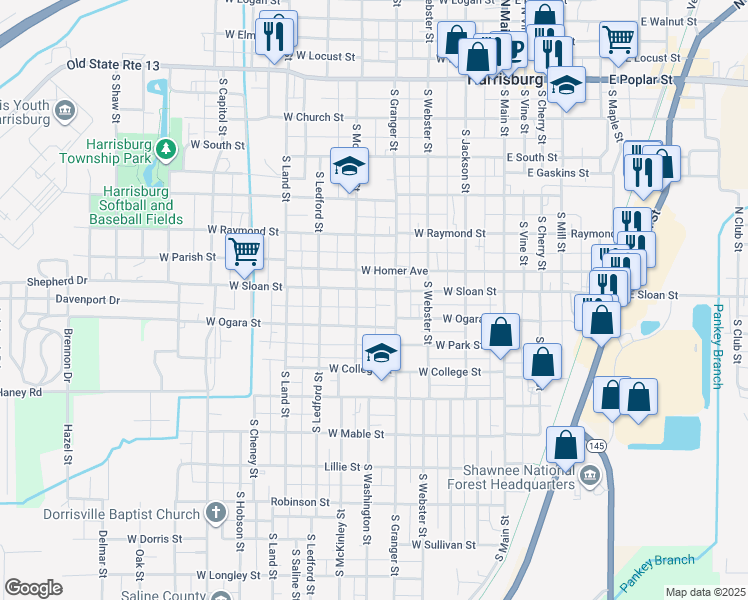 map of restaurants, bars, coffee shops, grocery stores, and more near 319 West Sloan Street in Harrisburg