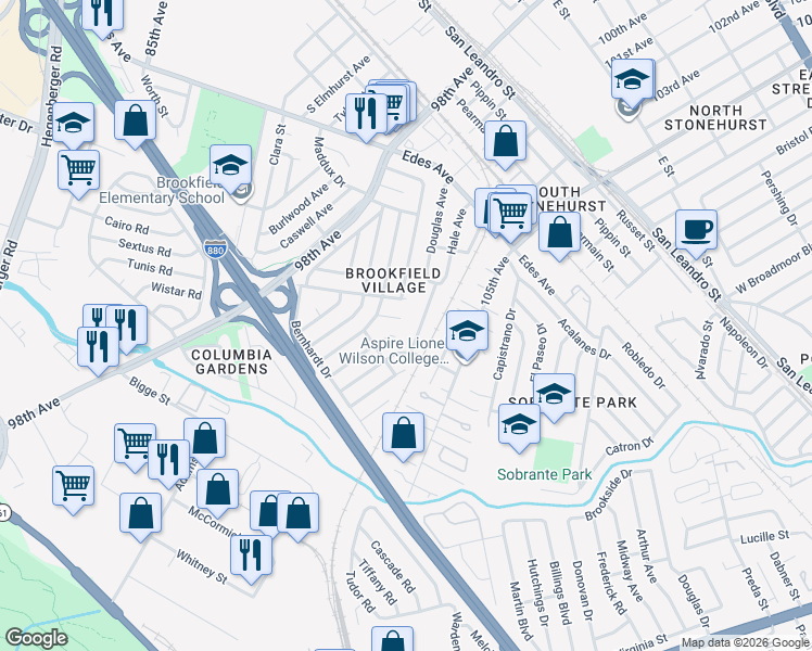 map of restaurants, bars, coffee shops, grocery stores, and more near 43 Hunter Ct in Oakland