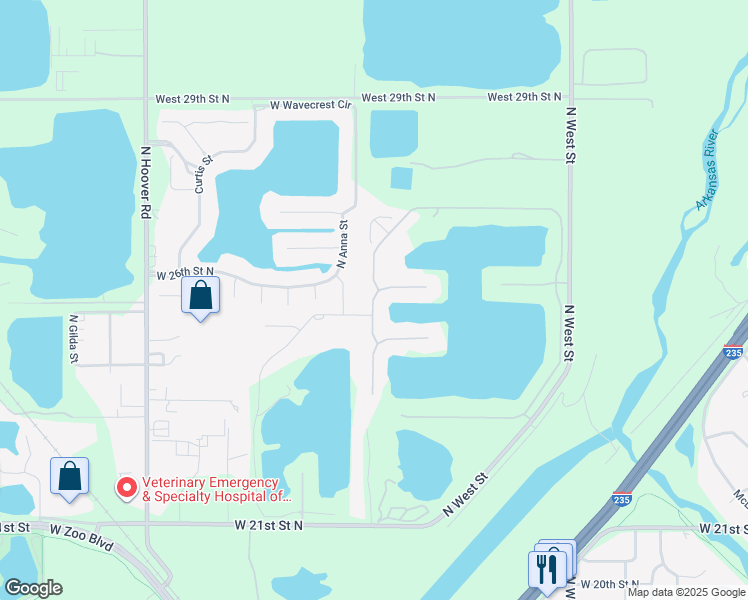 map of restaurants, bars, coffee shops, grocery stores, and more near Paradise Street in Wichita