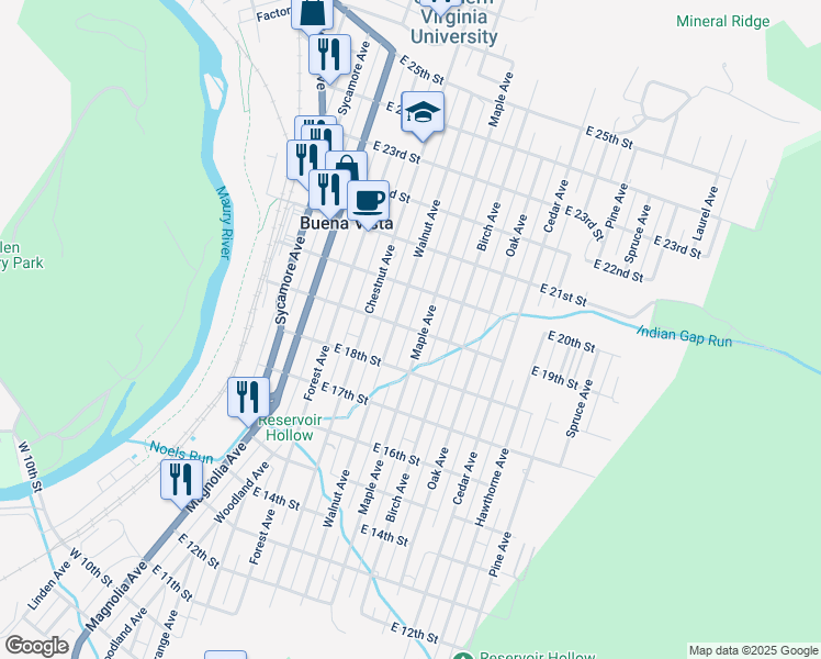 map of restaurants, bars, coffee shops, grocery stores, and more near 448 East 19th Street in Buena Vista