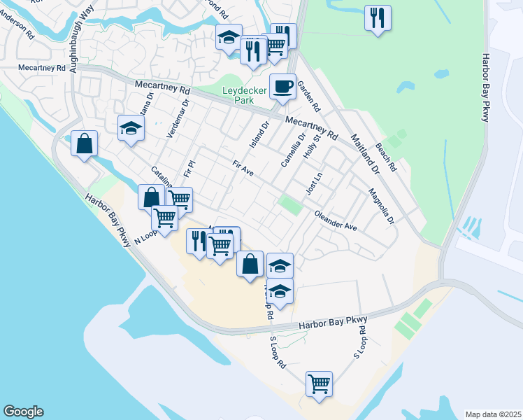 map of restaurants, bars, coffee shops, grocery stores, and more near 3344 Solomon Lane in Alameda