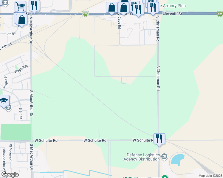 map of restaurants, bars, coffee shops, grocery stores, and more near 7901-7999 Cabe Road in Tracy