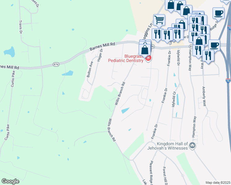 map of restaurants, bars, coffee shops, grocery stores, and more near 1192 Willis Branch Road in Richmond