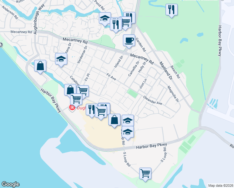 map of restaurants, bars, coffee shops, grocery stores, and more near 3334 Solomon Lane in Alameda
