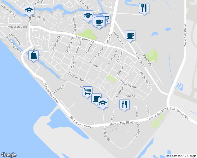 map of restaurants, bars, coffee shops, grocery stores, and more near 3334 Solomon Lane in Alameda