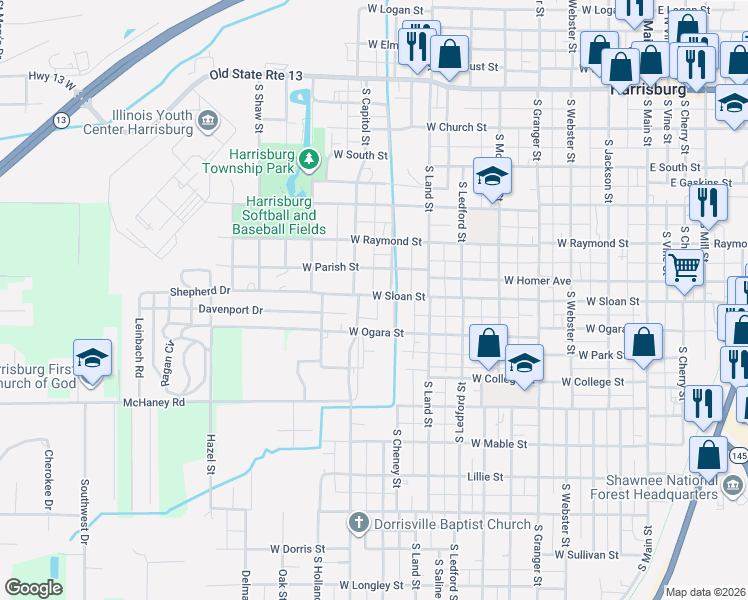 map of restaurants, bars, coffee shops, grocery stores, and more near 600-698 S Capitol St in Harrisburg