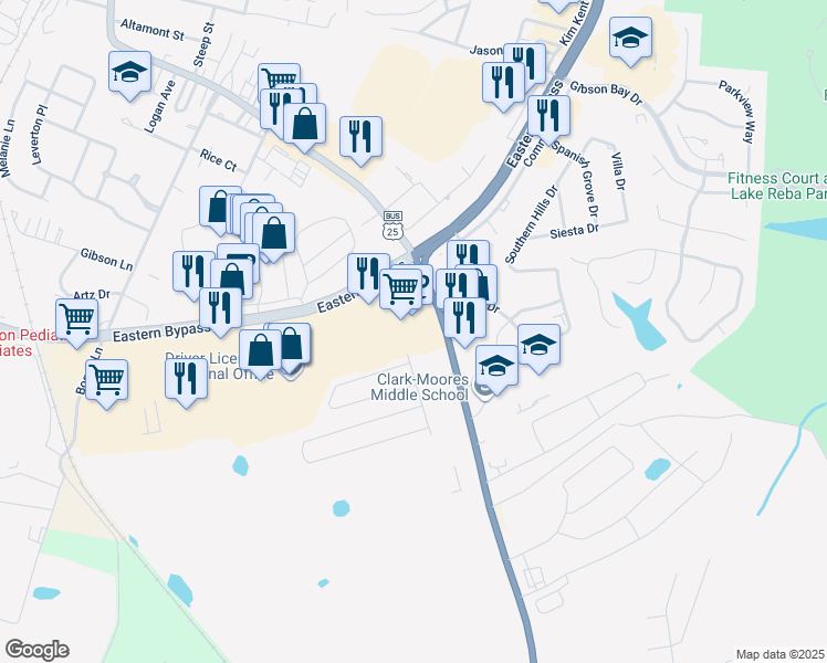 map of restaurants, bars, coffee shops, grocery stores, and more near 890 Richmond Plaza in Richmond