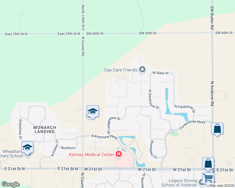 map of restaurants, bars, coffee shops, grocery stores, and more near 1108 West Ledgestone in Andover