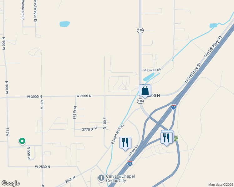 map of restaurants, bars, coffee shops, grocery stores, and more near 238 3025 North Street in Cedar City