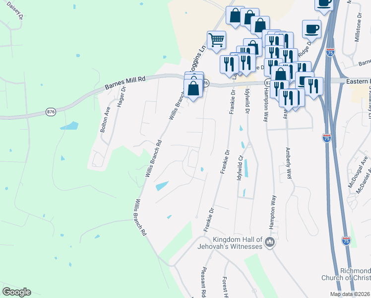 map of restaurants, bars, coffee shops, grocery stores, and more near 200 Meridian Way in Richmond