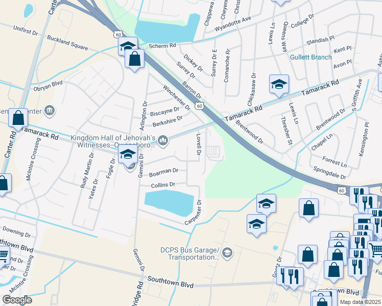map of restaurants, bars, coffee shops, grocery stores, and more near 2100 Lovell Drive in Owensboro
