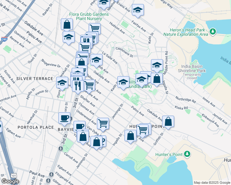 map of restaurants, bars, coffee shops, grocery stores, and more near in San Francisco