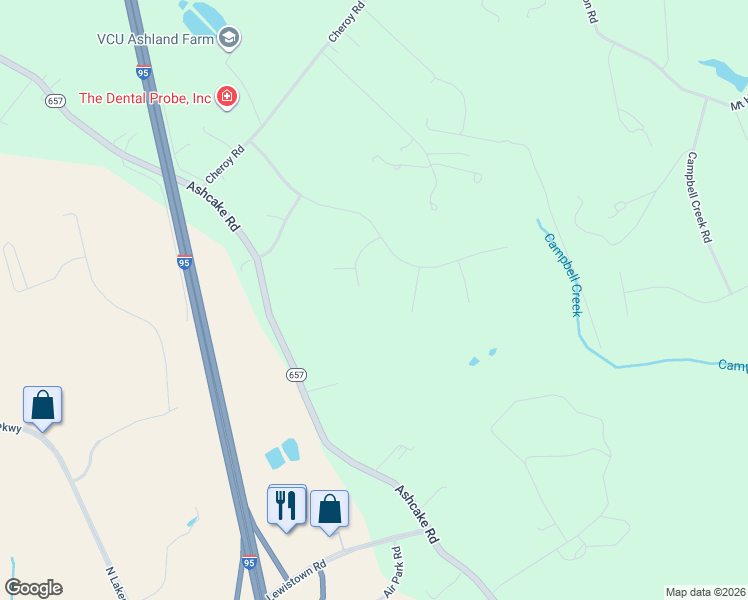 map of restaurants, bars, coffee shops, grocery stores, and more near 12093 Cheroy Woods Court in Ashland