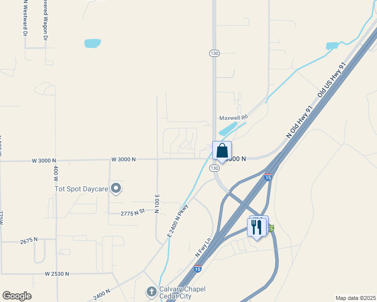 map of restaurants, bars, coffee shops, grocery stores, and more near 257 3025 North Street in Cedar City