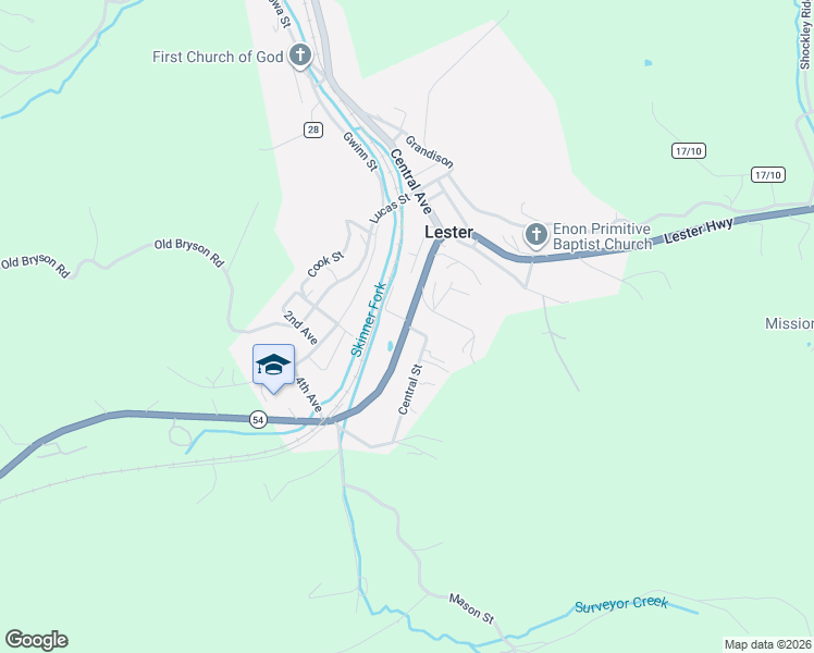 map of restaurants, bars, coffee shops, grocery stores, and more near 144 Virginia St in Lester