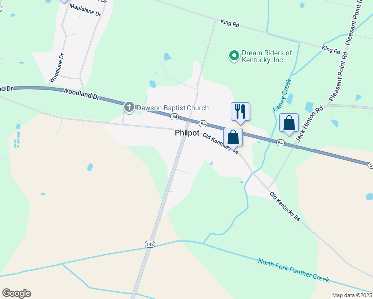 map of restaurants, bars, coffee shops, grocery stores, and more near in Philpot