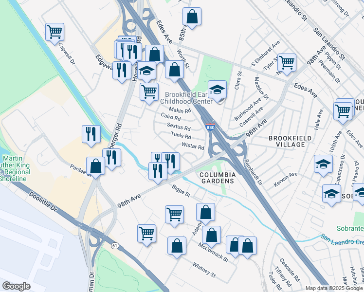 map of restaurants, bars, coffee shops, grocery stores, and more near 230 Wistar Road in Oakland