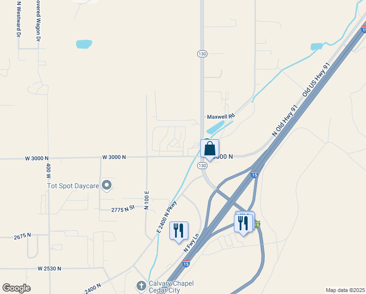 map of restaurants, bars, coffee shops, grocery stores, and more near 3050 275 East Street in Cedar City