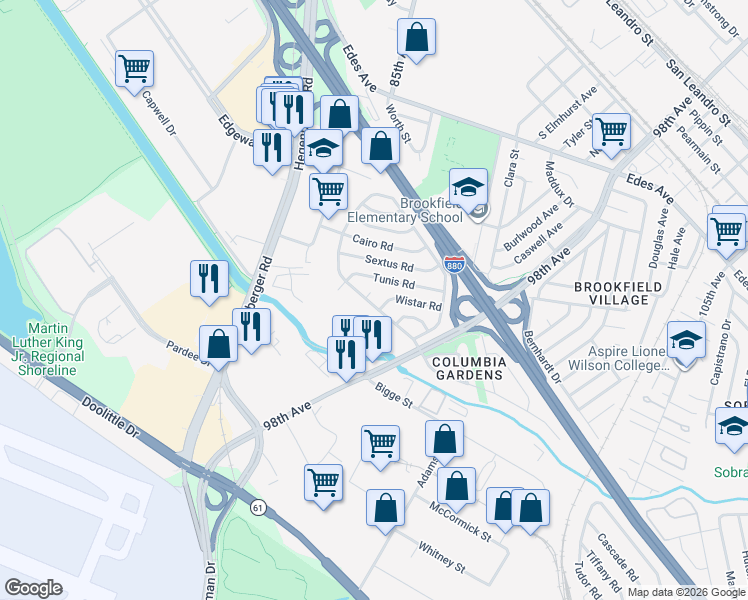 map of restaurants, bars, coffee shops, grocery stores, and more near 246 Tunis Road in Oakland