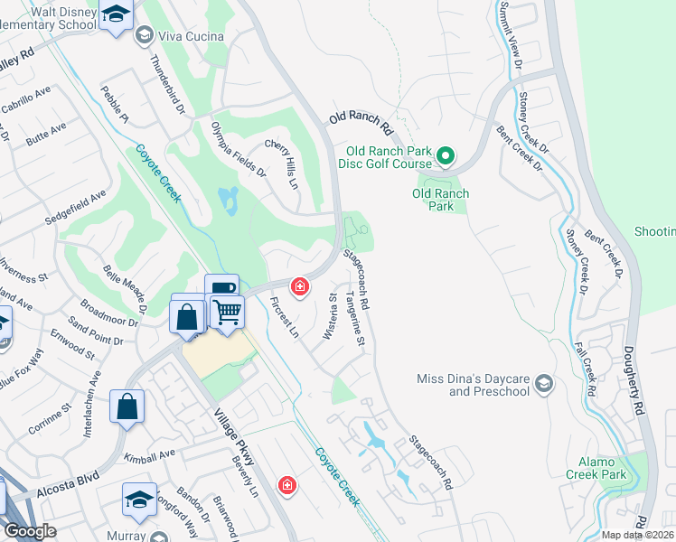map of restaurants, bars, coffee shops, grocery stores, and more near 229 Tangerine Court in San Ramon