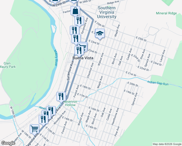 map of restaurants, bars, coffee shops, grocery stores, and more near 1965 Chestnut Avenue in Buena Vista
