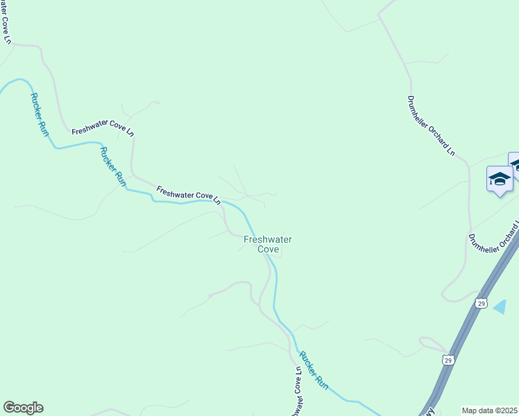 map of restaurants, bars, coffee shops, grocery stores, and more near Rocky Hill Lane in Lovingston
