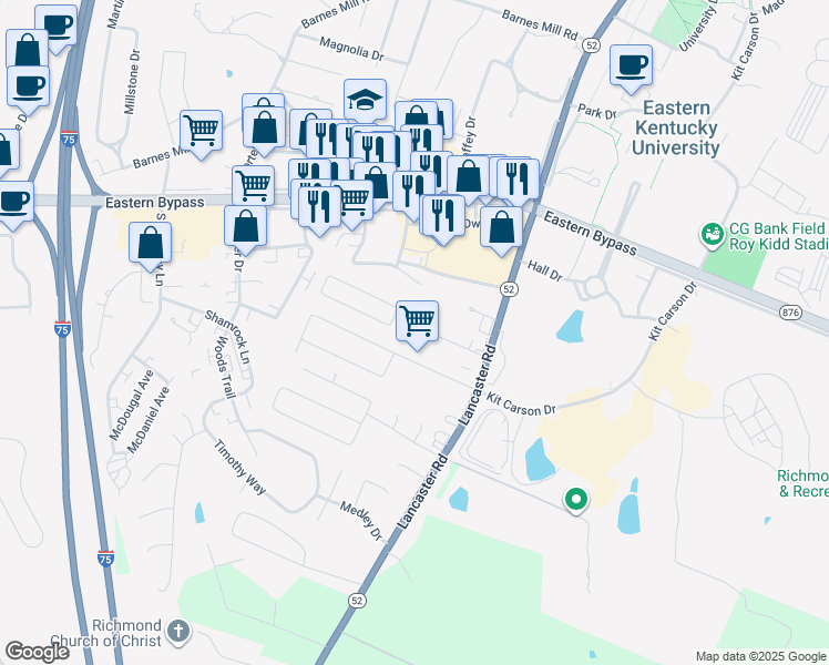 map of restaurants, bars, coffee shops, grocery stores, and more near 266 Brittany Circle in Richmond