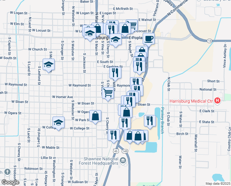 map of restaurants, bars, coffee shops, grocery stores, and more near 420 South Mill Street in Harrisburg