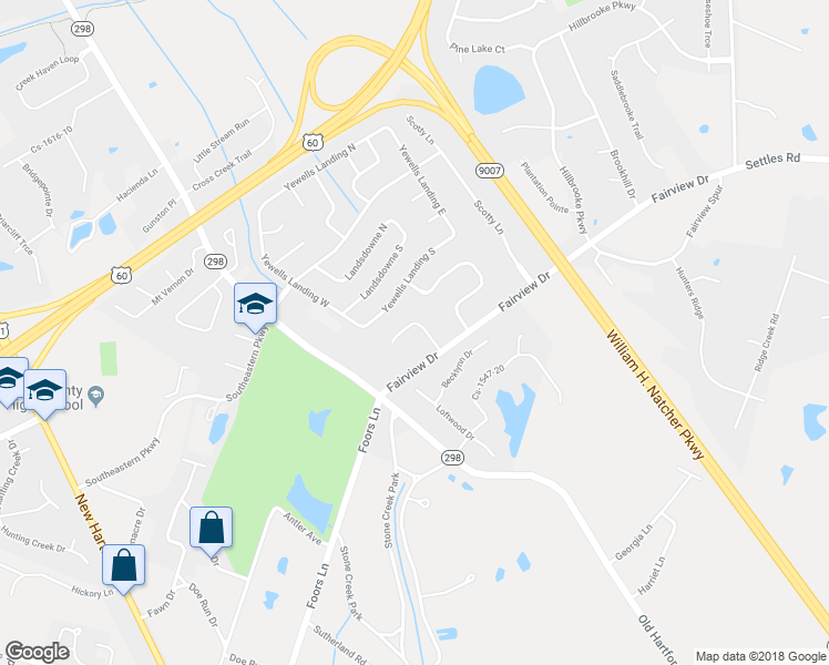 map of restaurants, bars, coffee shops, grocery stores, and more near 4436 Hillcrest Oaks in Owensboro