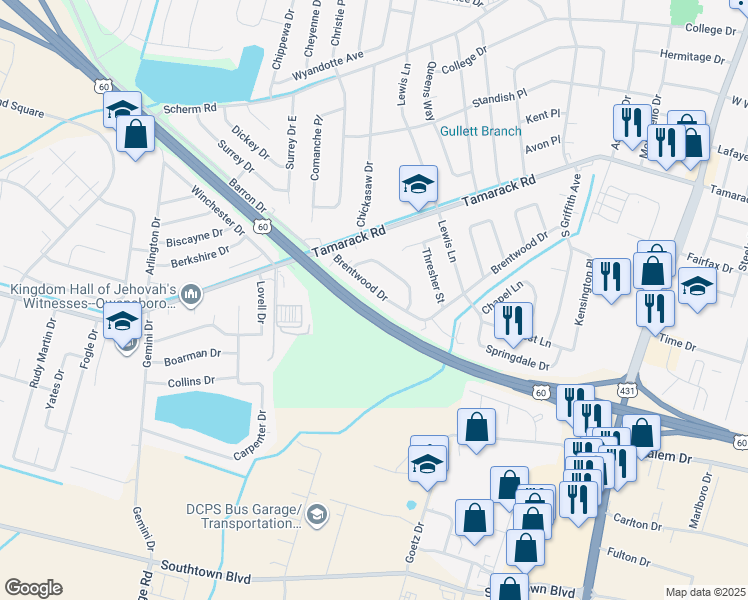 map of restaurants, bars, coffee shops, grocery stores, and more near 3932 Brentwood Drive in Owensboro