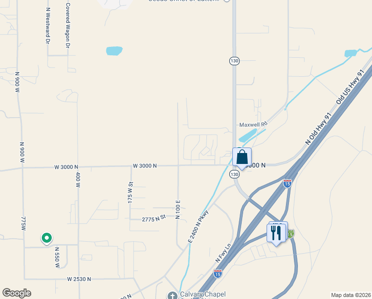 map of restaurants, bars, coffee shops, grocery stores, and more near 3046 North 125 East in Cedar City