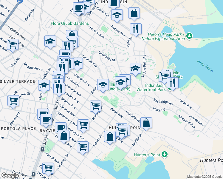 map of restaurants, bars, coffee shops, grocery stores, and more near in San Francisco