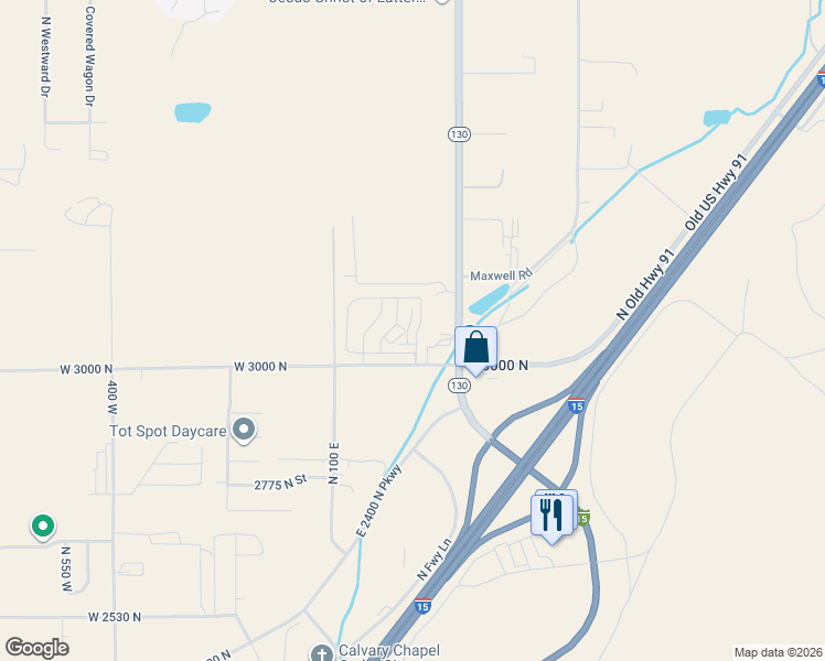 map of restaurants, bars, coffee shops, grocery stores, and more near 3050 275 East Street in Cedar City