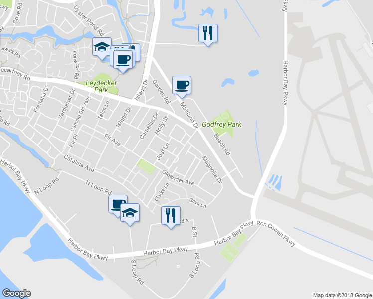 map of restaurants, bars, coffee shops, grocery stores, and more near 1038 Melrose Avenue in Alameda