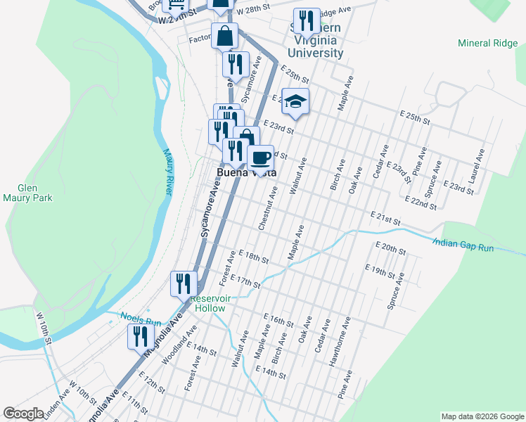 map of restaurants, bars, coffee shops, grocery stores, and more near 1965 Chestnut Avenue in Buena Vista