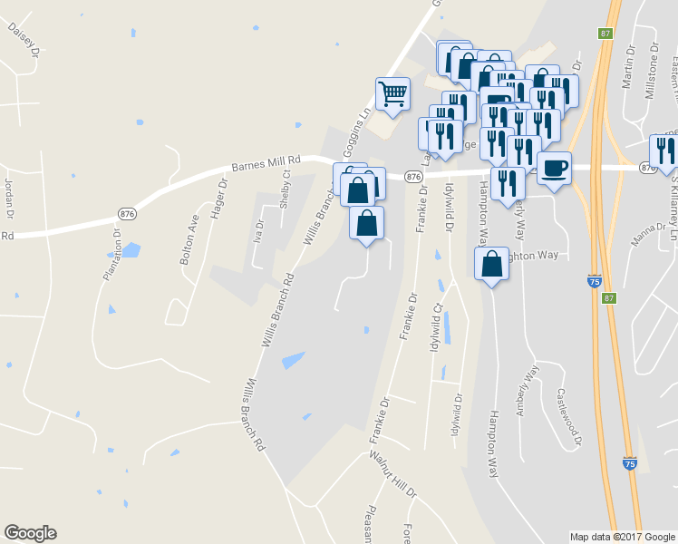 map of restaurants, bars, coffee shops, grocery stores, and more near 717 Glen Abbey Way in Richmond