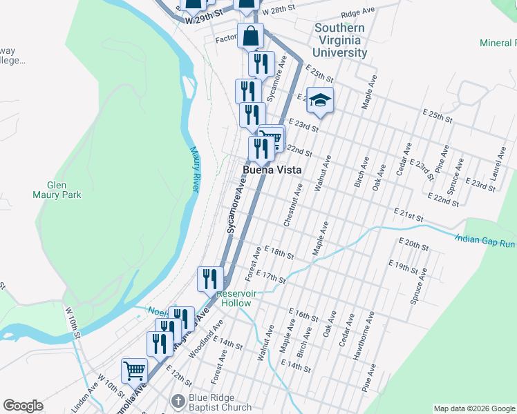 map of restaurants, bars, coffee shops, grocery stores, and more near 1952 Magnolia Avenue in Buena Vista